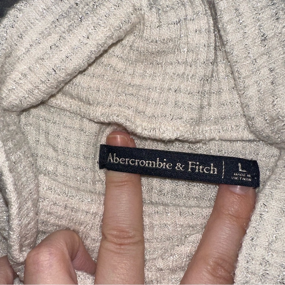 Abercrombie & Fitch Beige and Silver Turtleneck Sz. L - Picture 3 of 5
